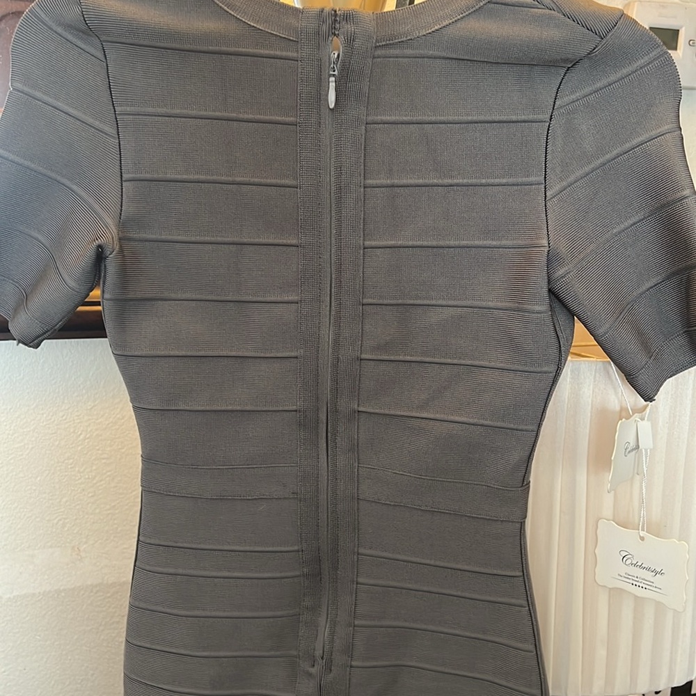 CelebritStyle Grey Bodycon Dress NWT - Picture 7 of 9